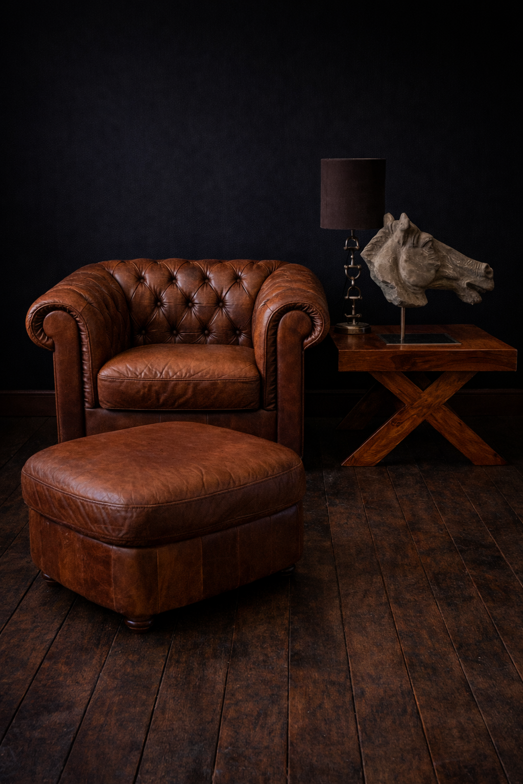 SILLON CHESTERFIELD CLUB VINTAGE CON OTTOMAN - Imagen 7