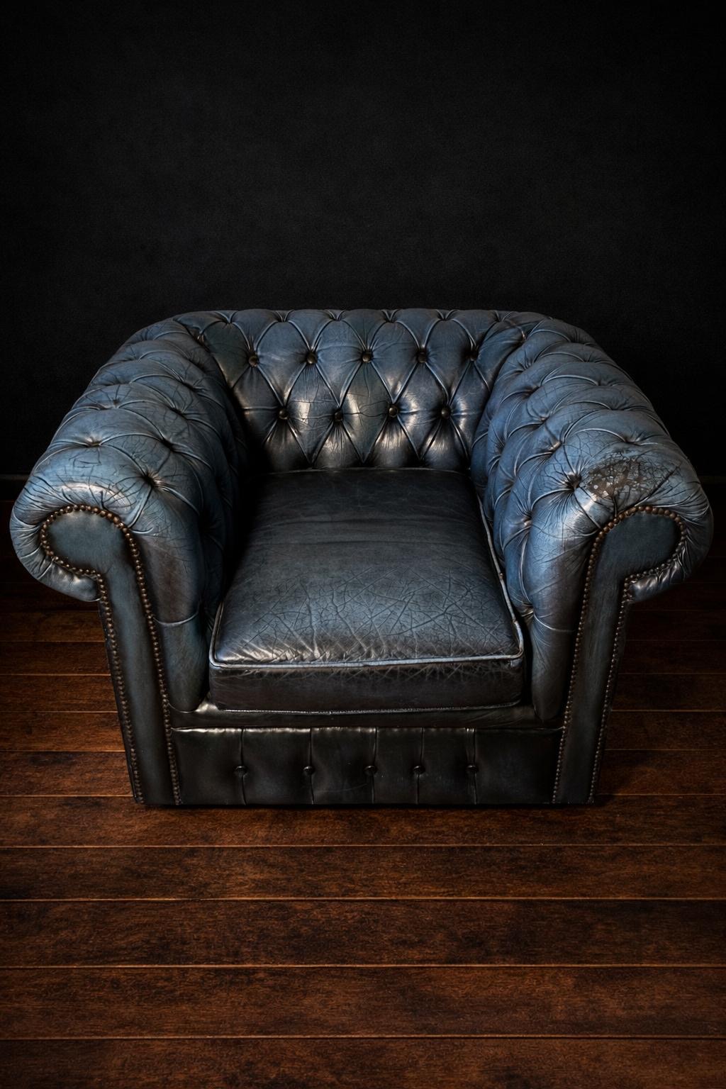 SILLON CHESTERFIELD CLUB PIEL AZUL TURQUESA