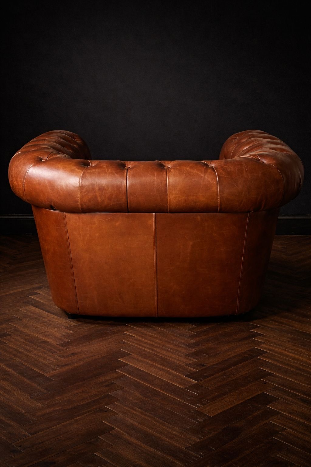 SILLON CHESTERFIELD EN CUERO NATURAL PATINADO - Imagen 6