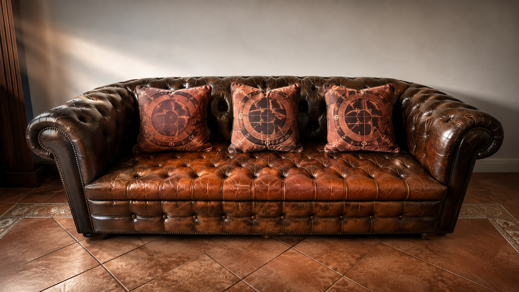 SOFA CHESTERFIELD CIRCA 1950 TRICOLOR
