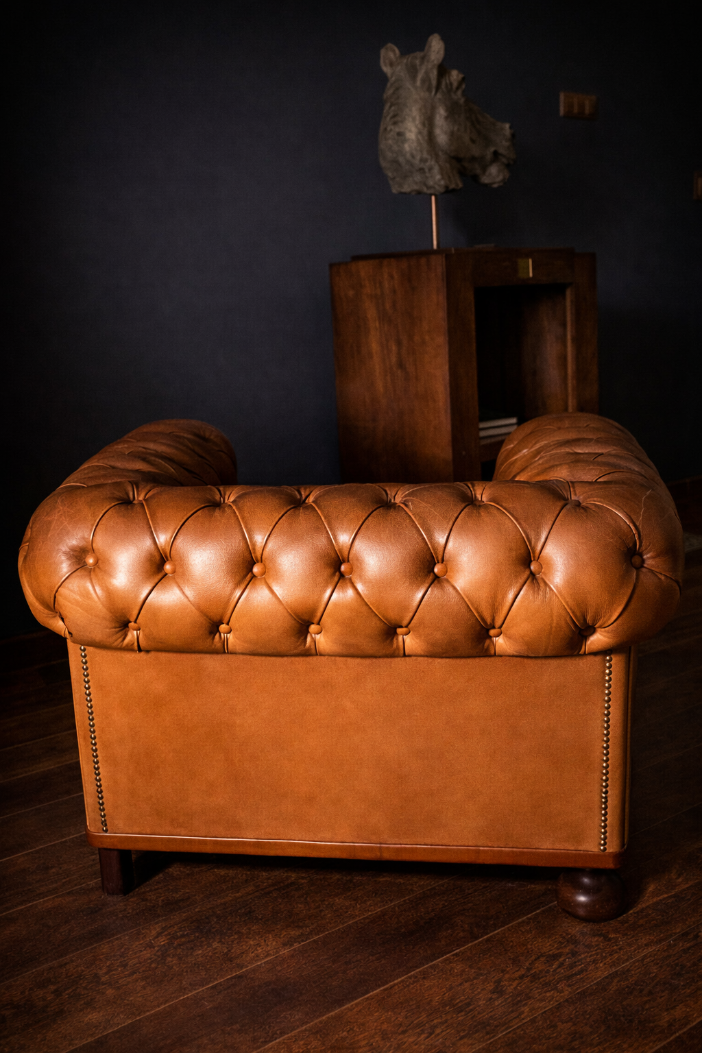 SILLON CHESTERFIELD CLUB INGLES DE CUERO COLOR MIEL - Imagen 3