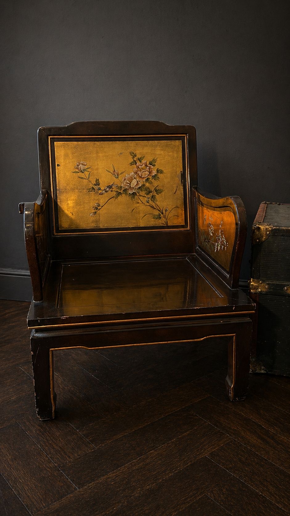 SILLON ORIENTAL LACADO CON DECORACIÓN FLORAL - Imagen 5