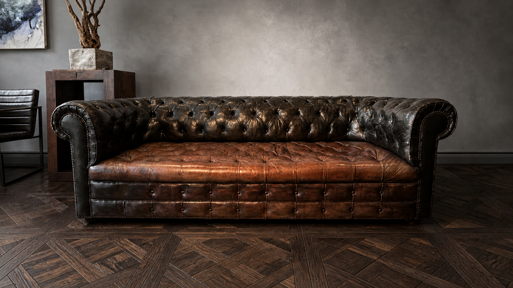 SOFA CHESTERFIELD CIRCA 1950 TRICOLOR - Imagen 2