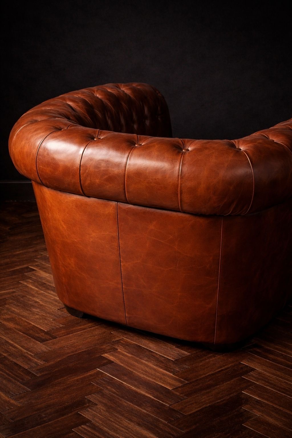 SILLON CHESTERFIELD EN CUERO NATURAL PATINADO - Imagen 5