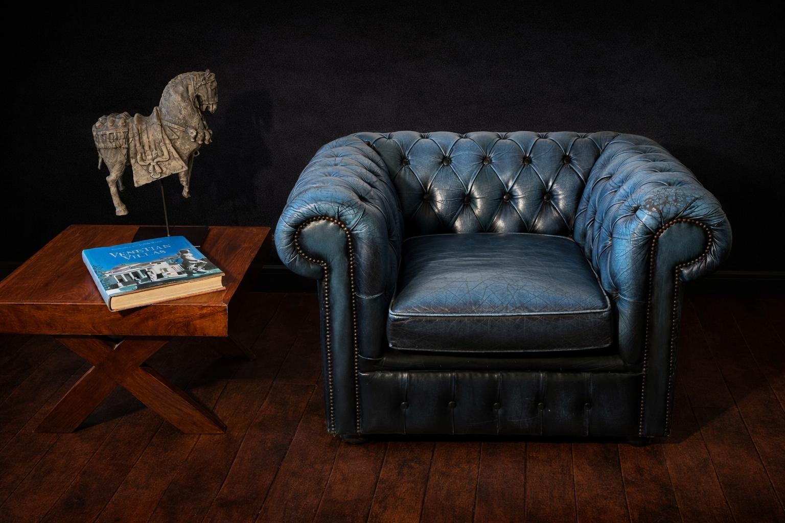 SILLON CHESTERFIELD CLUB PIEL AZUL TURQUESA - Imagen 7