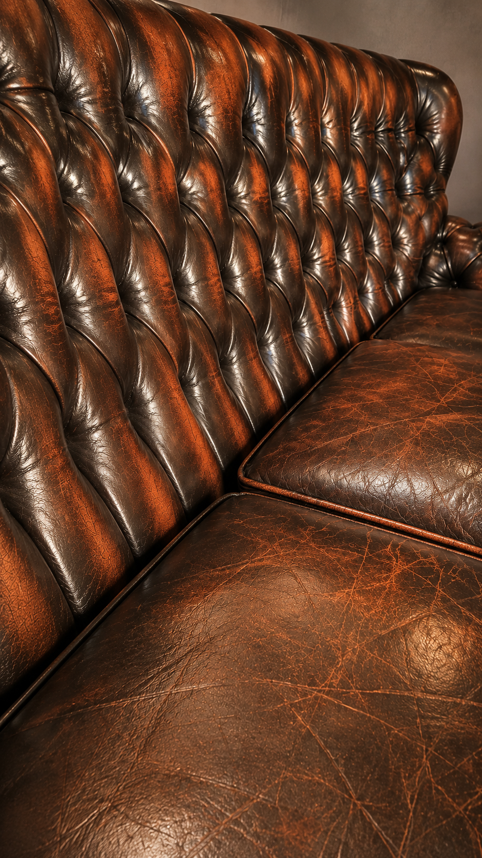 Sofá Chesterfield de cuero con patina - Imagen 2