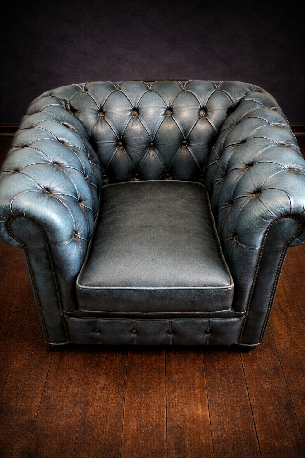 SILLON CHESTERFIELD CLUB PIEL AZUL TURQUESA - Imagen 6