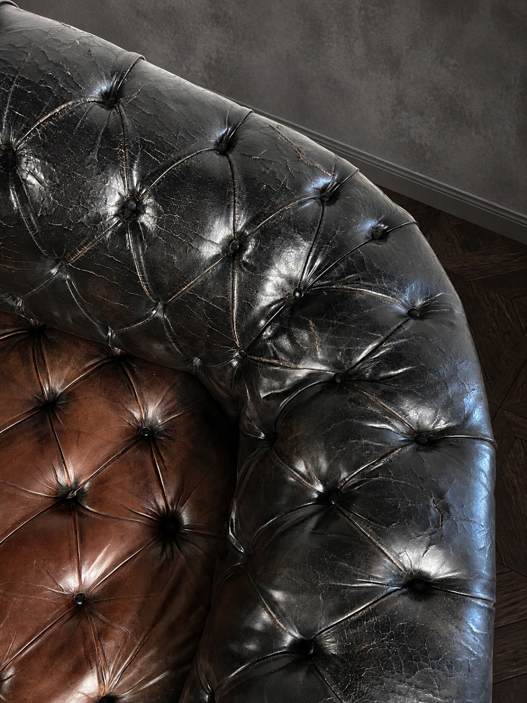 SOFA CHESTERFIELD CIRCA 1950 TRICOLOR - Imagen 11