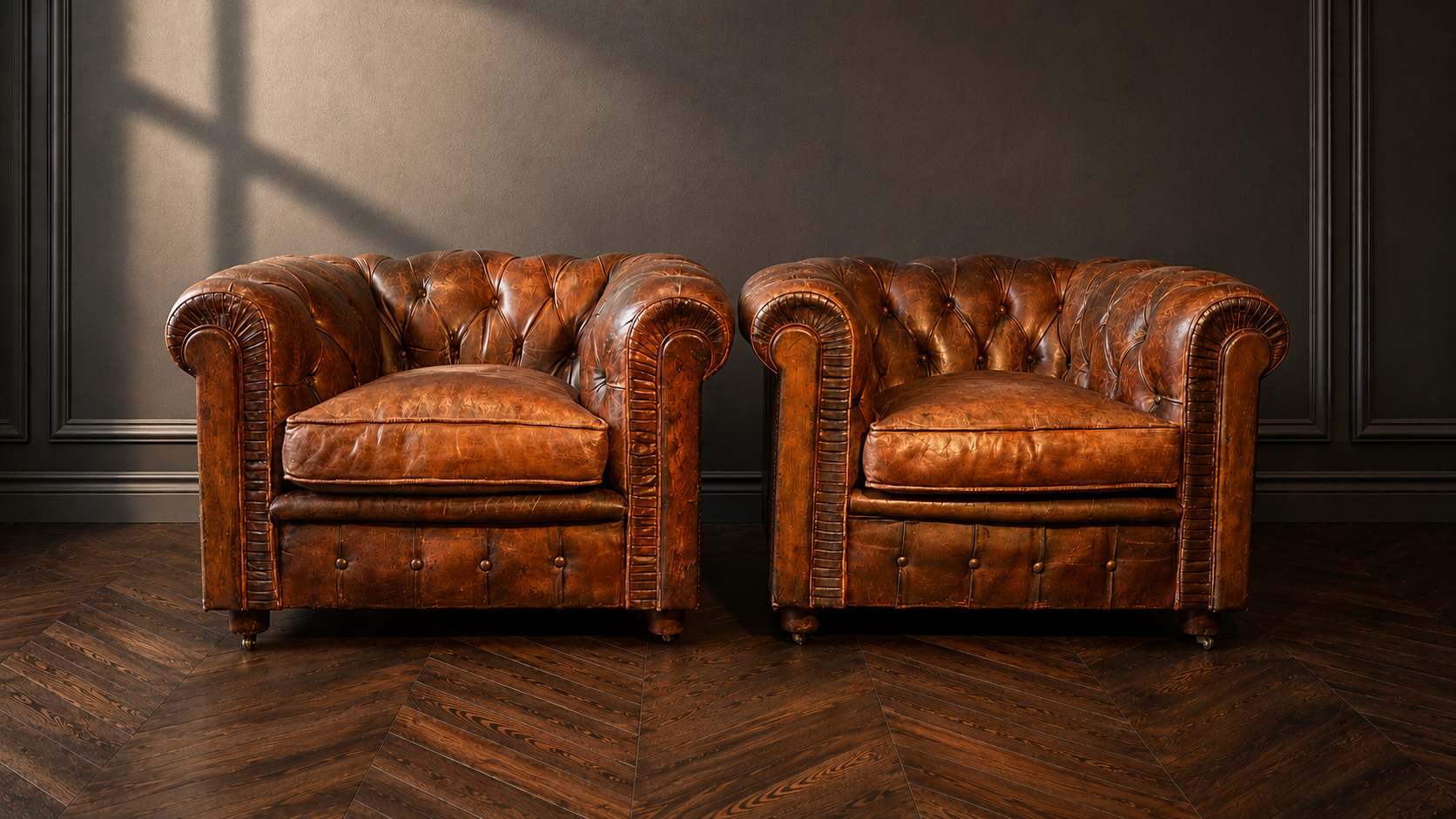 PAREJA DE SILLONES CHESTERFIELD CLUB VINTAGE - Imagen 6