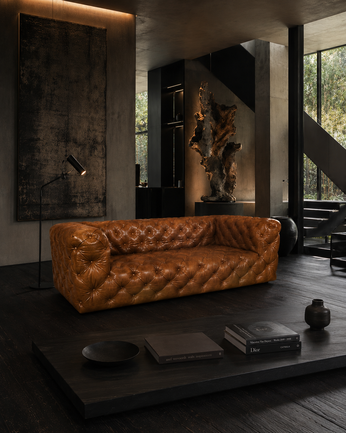 SOFA PIEL ANILINA TIMOTHY OULTON MODELO TRIBECA TUFTED - Imagen 8