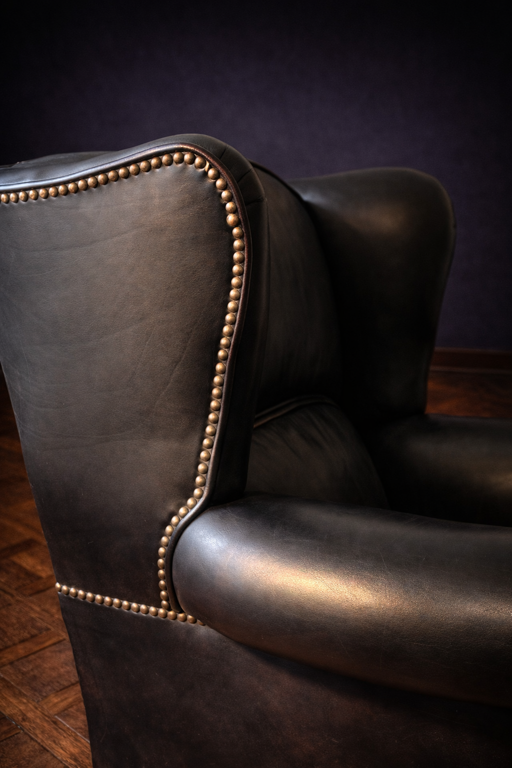 SILLON CLUB INGLES DE CUERO NEGRO - Imagen 4