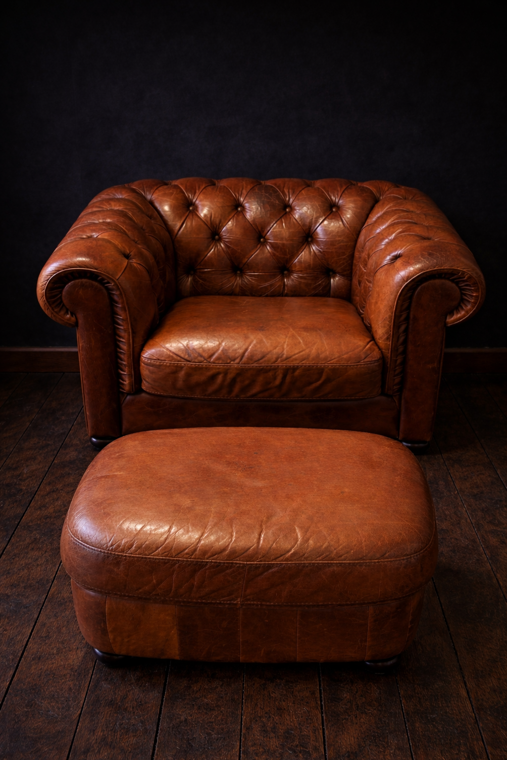 SILLON CHESTERFIELD CLUB VINTAGE CON OTTOMAN