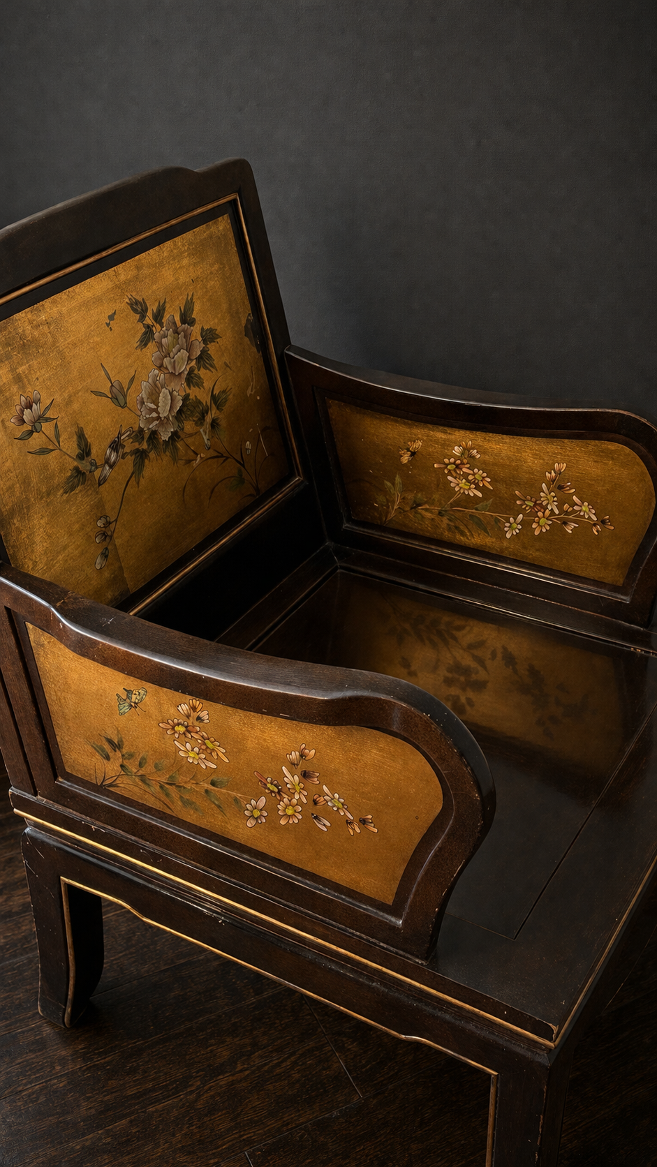 SILLON ORIENTAL LACADO CON DECORACIÓN FLORAL - Imagen 7