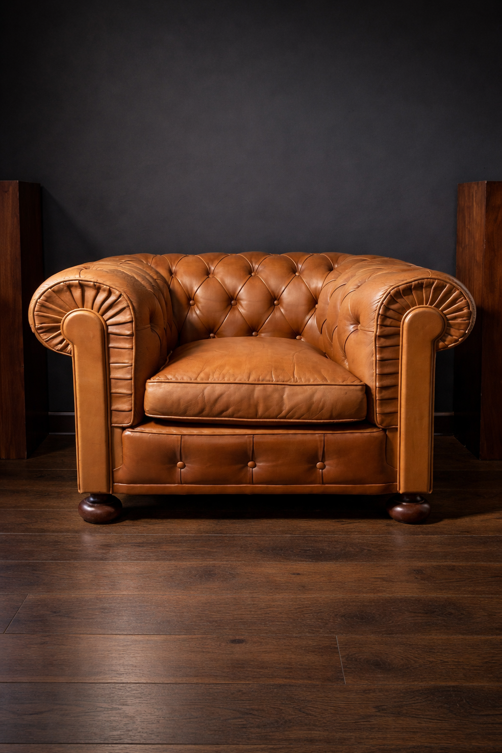 SILLON CHESTERFIELD CLUB INGLES DE CUERO COLOR MIEL