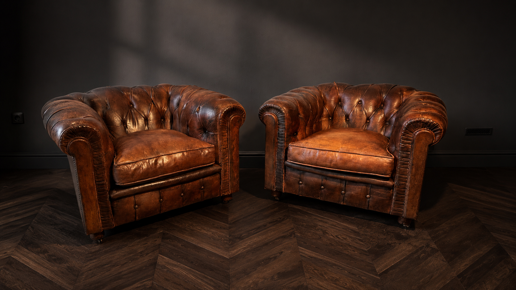 PAREJA DE SILLONES CHESTERFIELD CLUB VINTAGE - Imagen 2