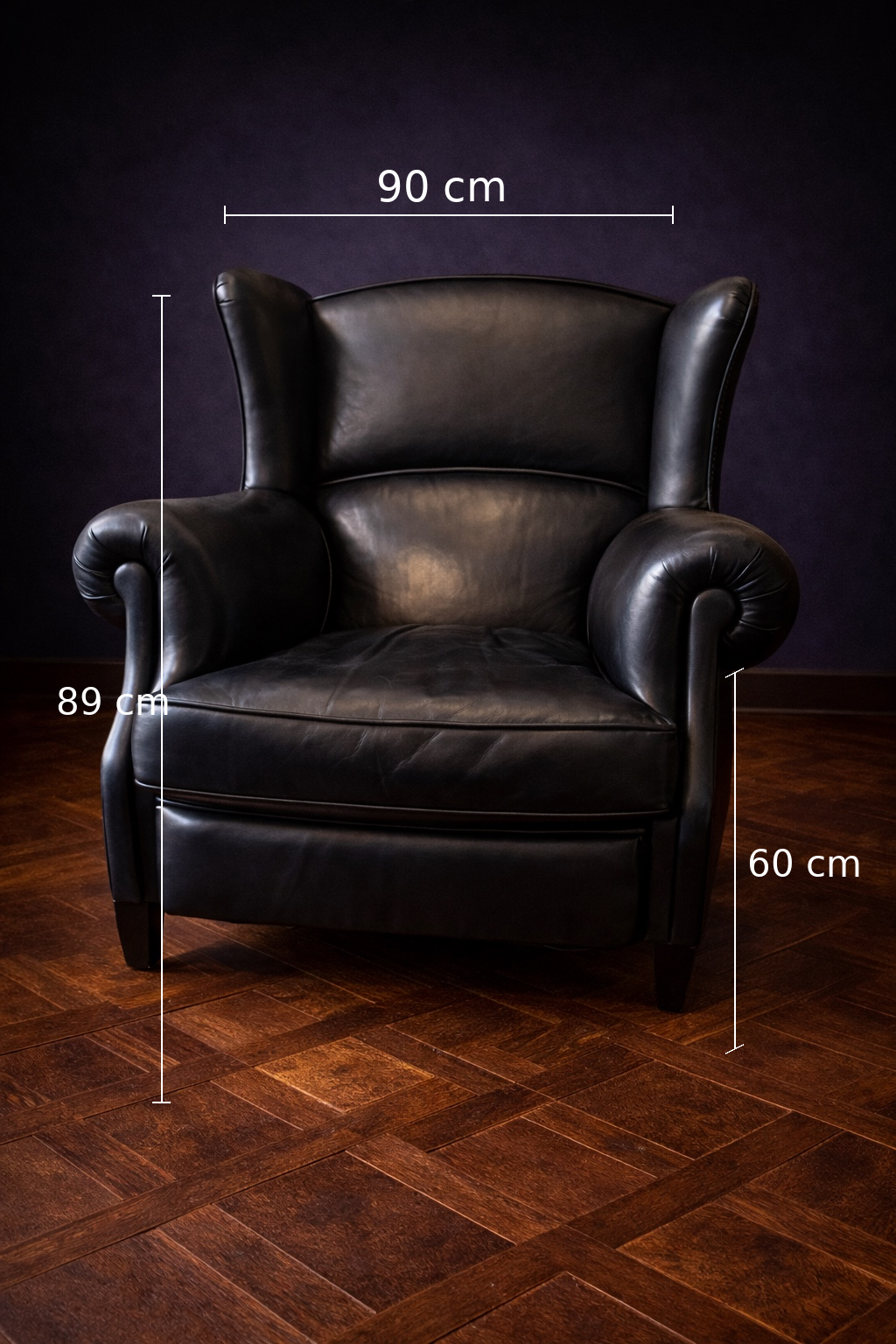 SILLON CLUB INGLES DE CUERO NEGRO - Imagen 7