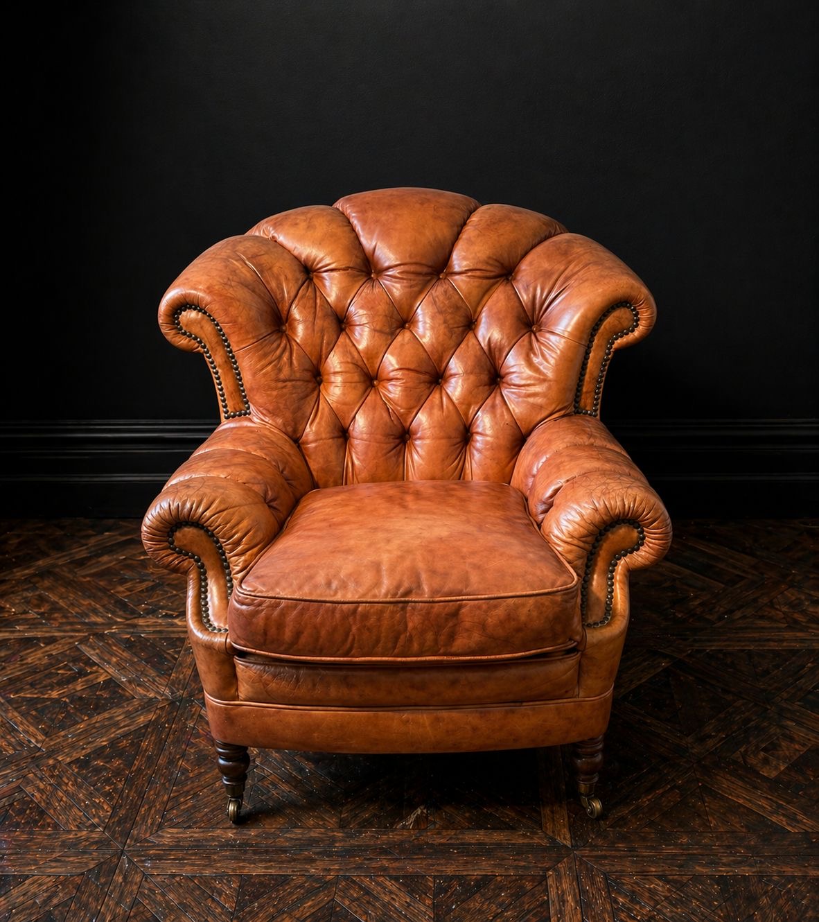 PAREJA DE BUTACAS CHESTERFIELD INGLESAS CUERO MIEL - Imagen 4