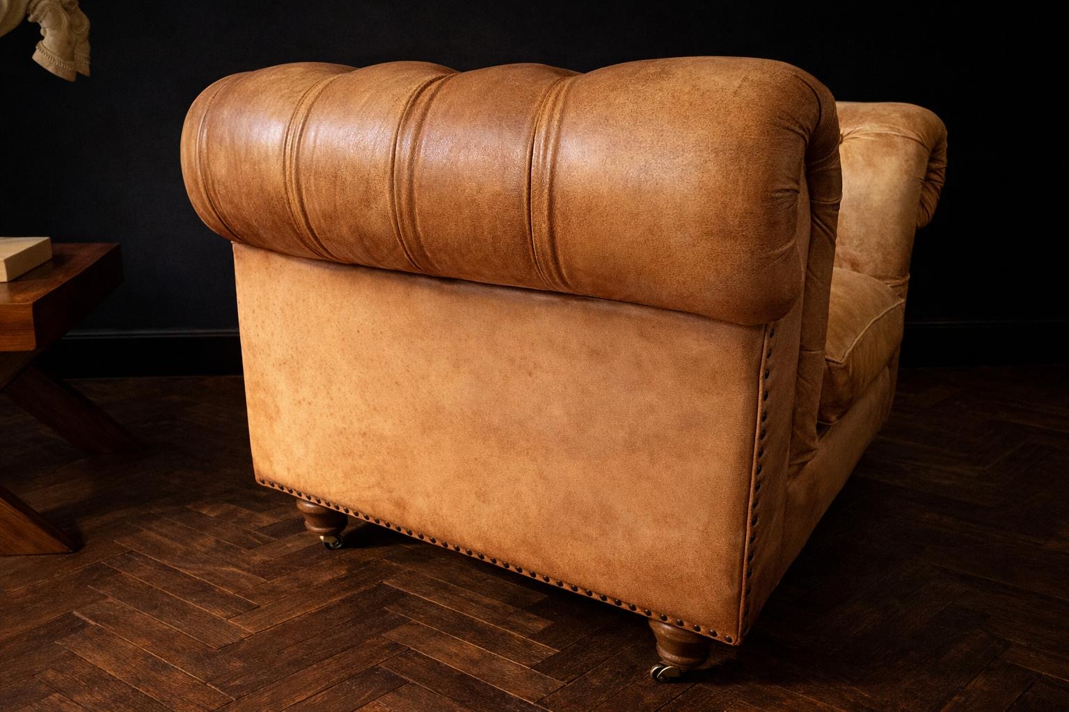 SILLON CHESTERFIELD CLUB DE CUERO NATURAL XL - Imagen 6