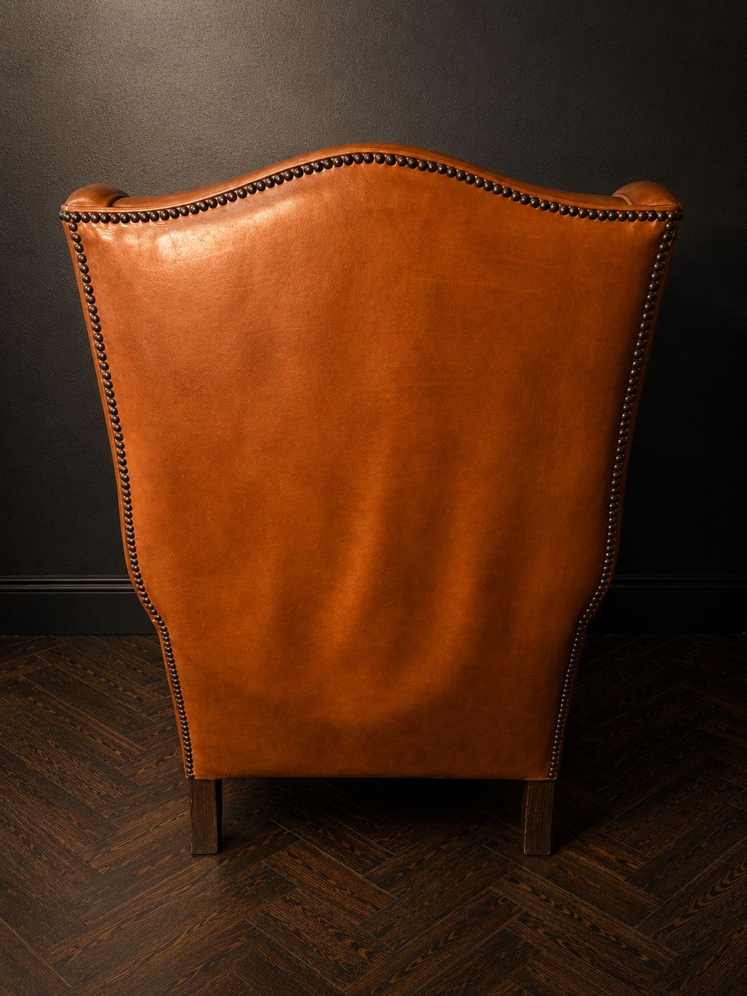 SILLON OREJERO INGLES EN CUERO COÑAC - Imagen 8