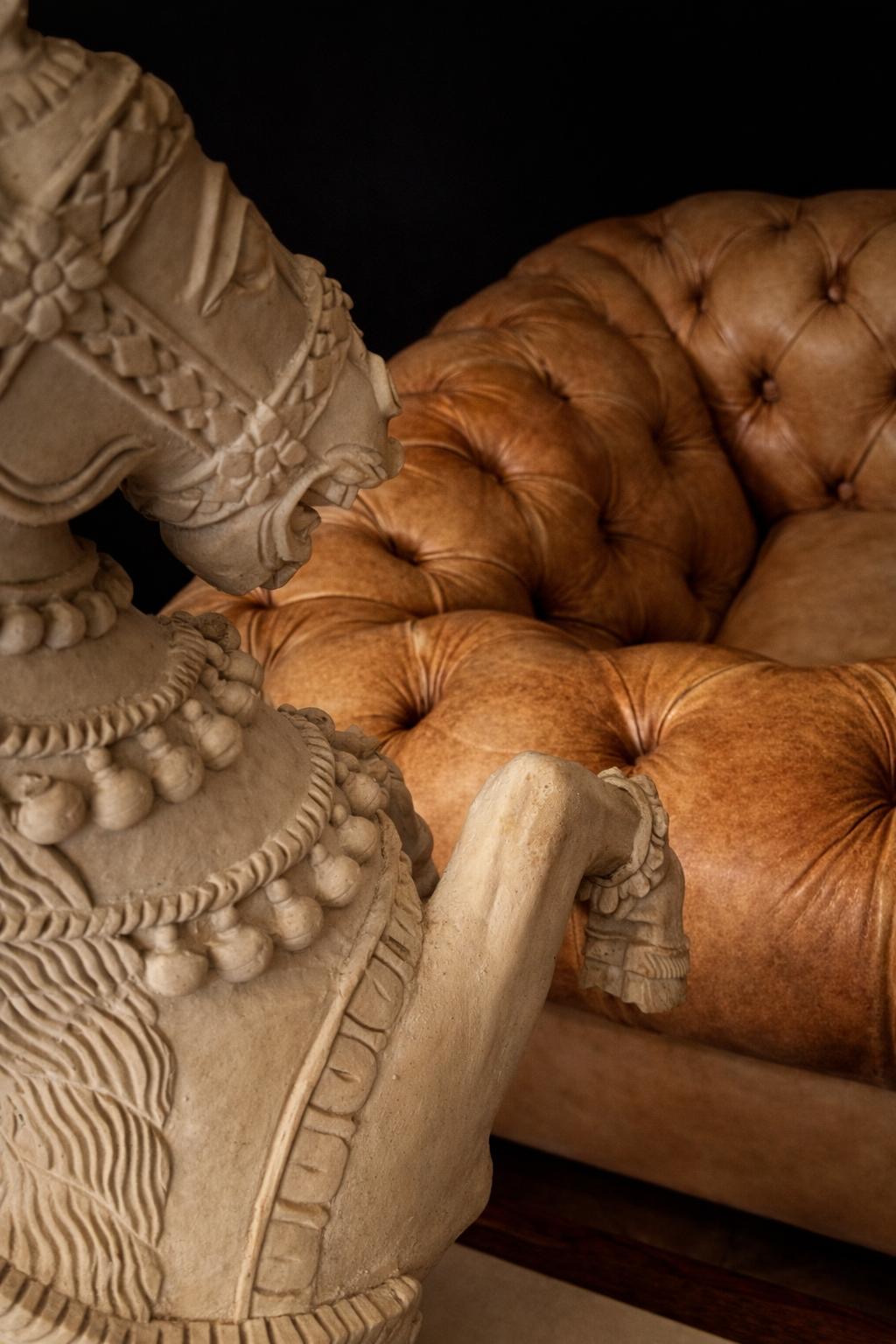 SILLON CHESTERFIELD CLUB DE CUERO NATURAL XL - Imagen 7