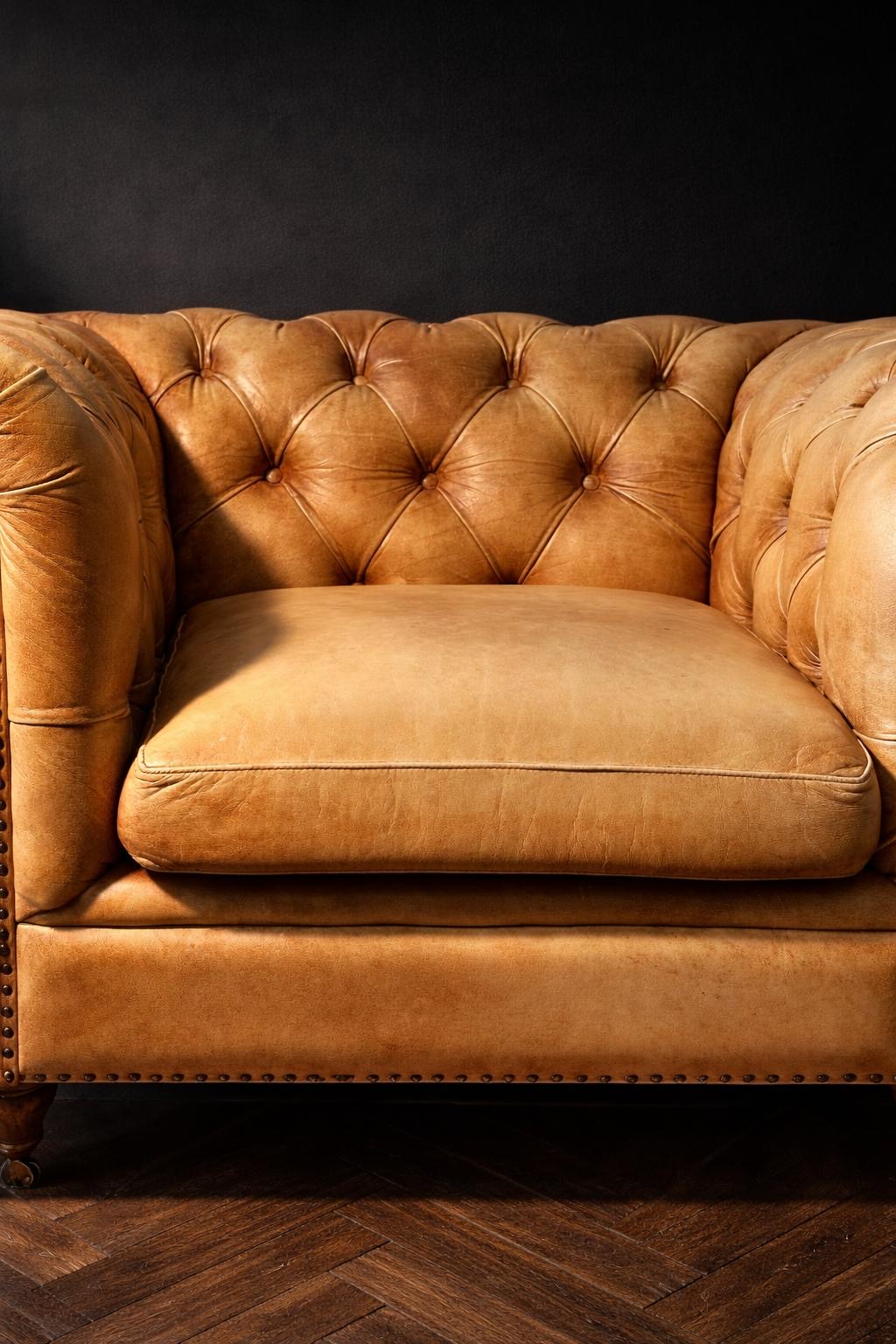 SILLON CHESTERFIELD CLUB DE CUERO NATURAL XL - Imagen 8