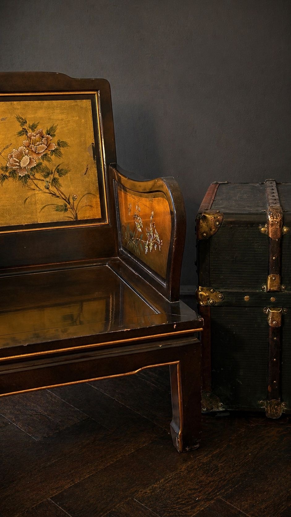 SILLON ORIENTAL LACADO CON DECORACIÓN FLORAL - Imagen 6