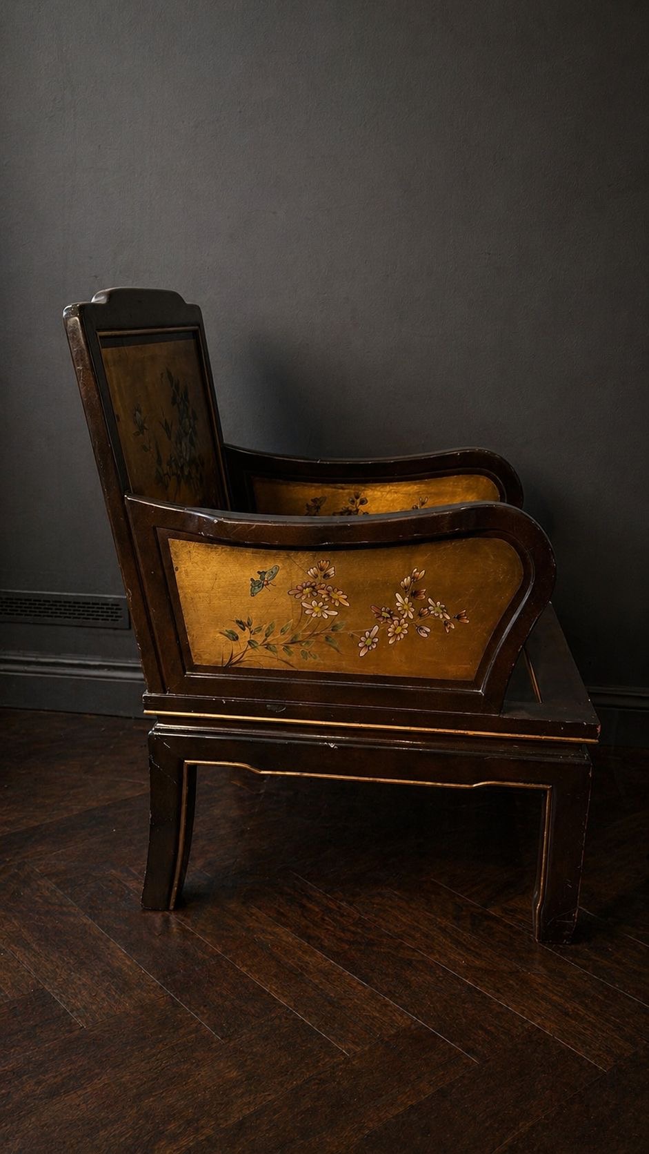 SILLON ORIENTAL LACADO CON DECORACIÓN FLORAL - Imagen 4