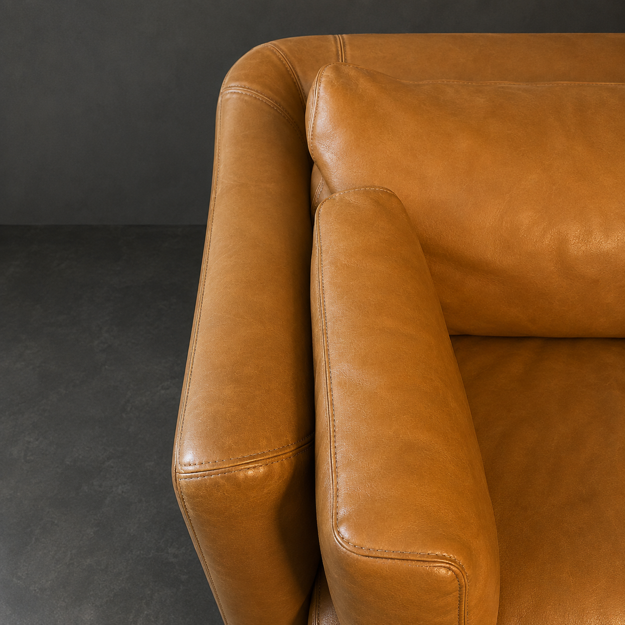 SOFA BAXTER EN PIEL COLOR MIEL - Imagen 5