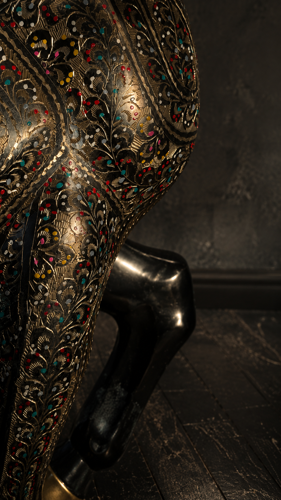 GRAN CABALLO INDO-PERSA EN METAL · TRABAJO ARTESANAL POLICROMADO - Imagen 7