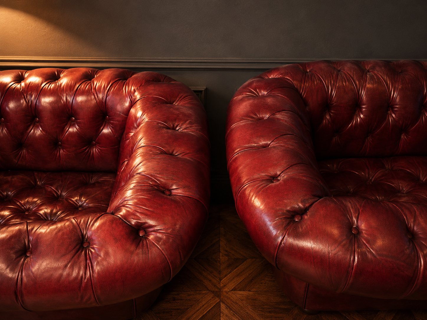 CONJUNTO SOFA Y BUTACAS CAPITONE COMPLETO ROJO BURDEOS - Imagen 5
