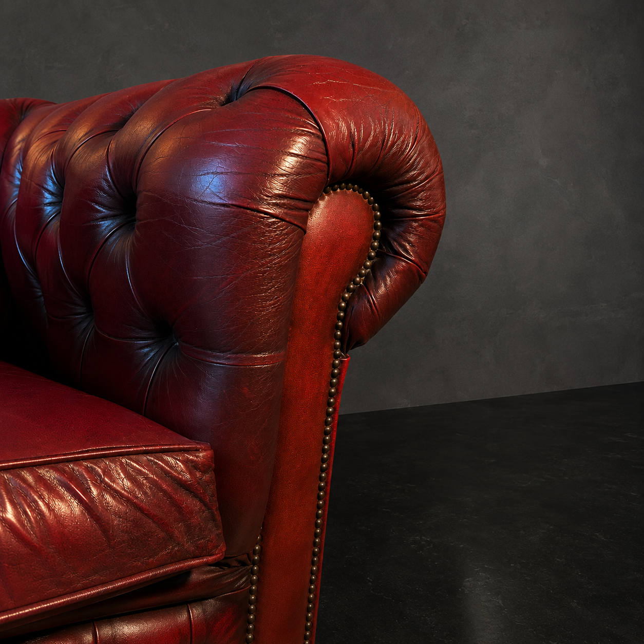 SILLON INGLES CHESTERFIELD EN PIEL BURDEOS - Imagen 2