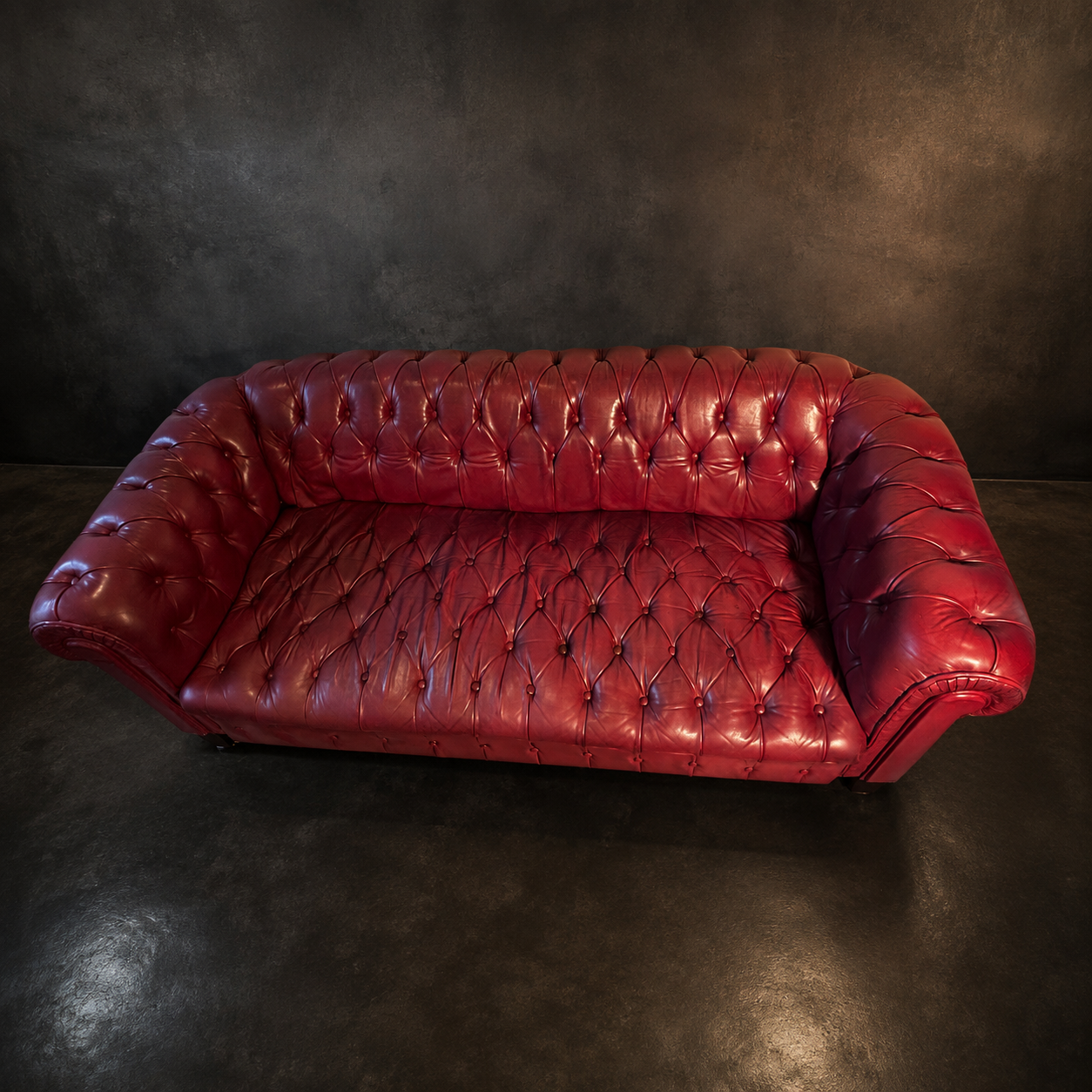 SOFA CHESTER CAPITONE COMPLETO 190 CM PIEL BURDEOS - Imagen 2