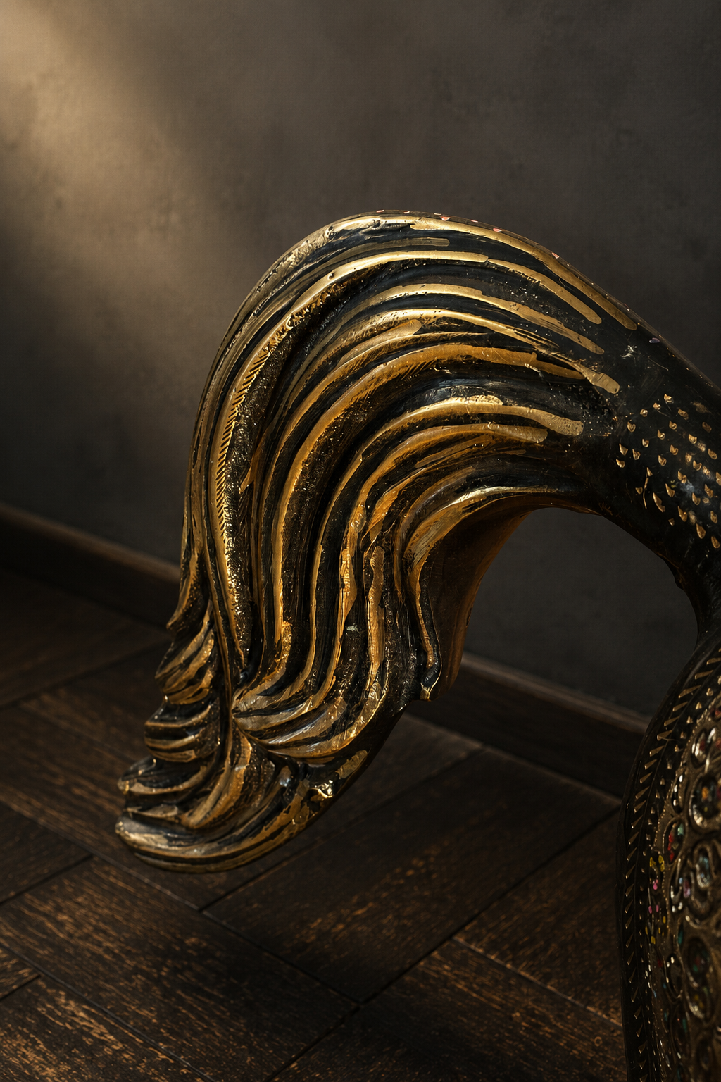 GRAN CABALLO INDO-PERSA EN METAL · TRABAJO ARTESANAL POLICROMADO - Imagen 3