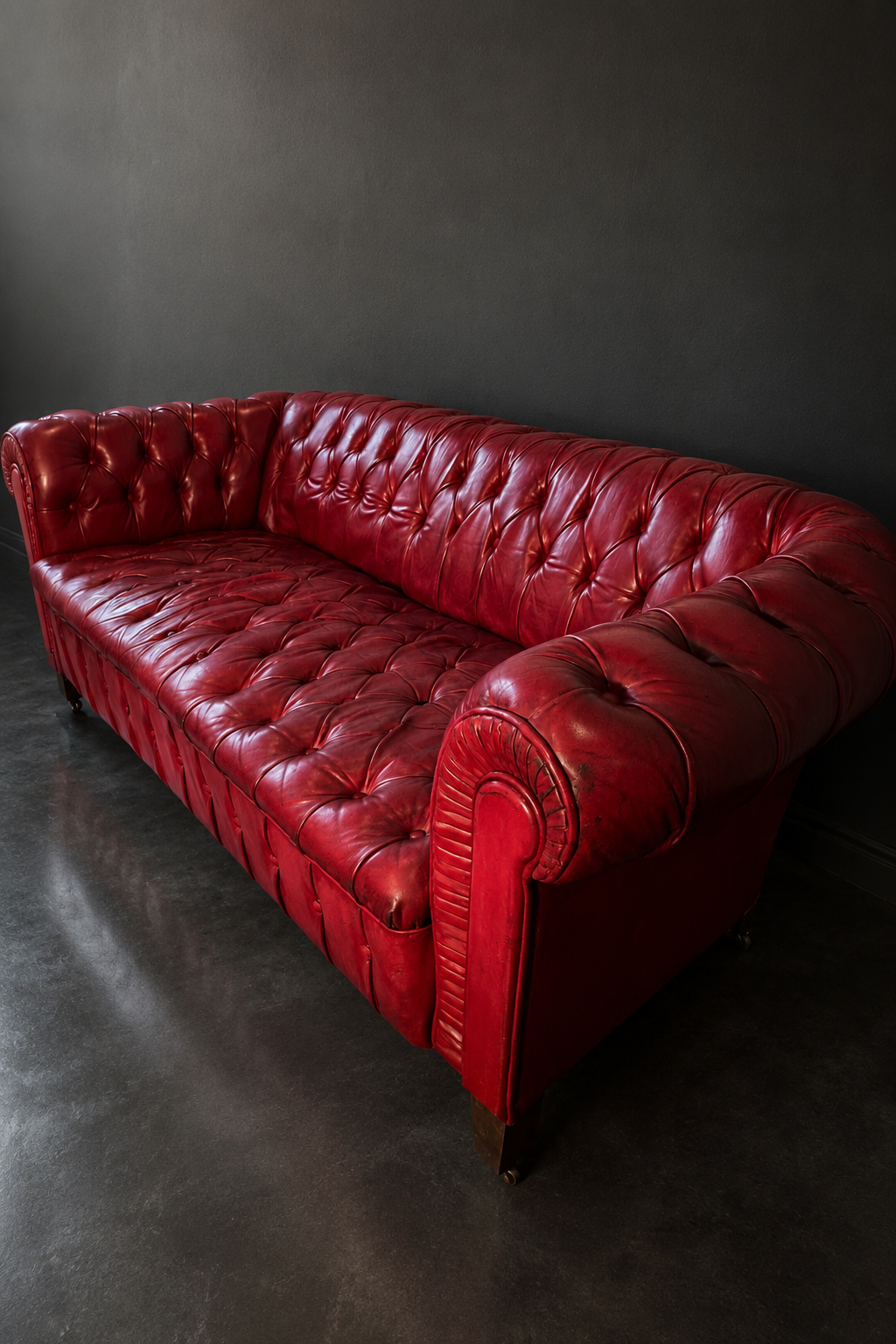 SOFA CHESTER CAPITONE COMPLETO 190 CM PIEL BURDEOS - Imagen 5