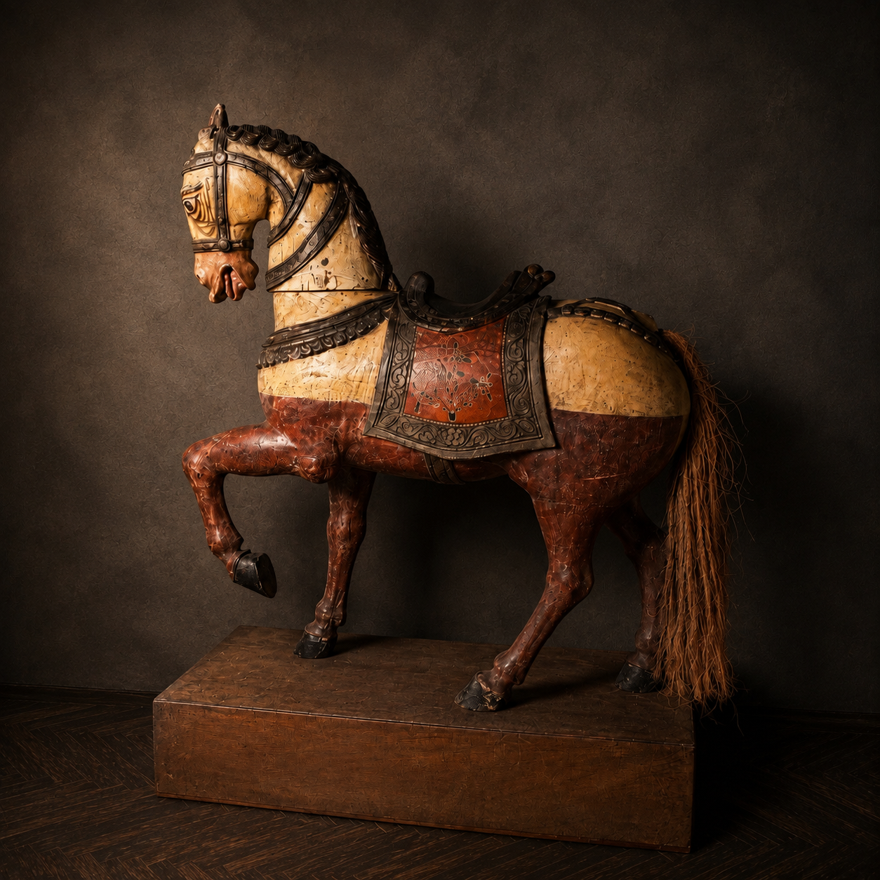caballo-ceremonial-indio-en-madera-policromada-the-patina-house