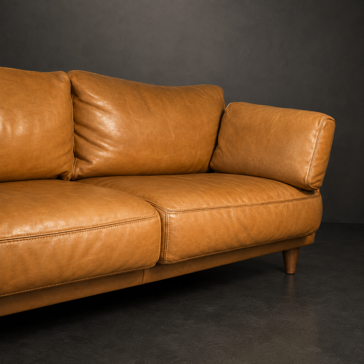 SOFA BAXTER EN PIEL COLOR MIEL - Imagen 9