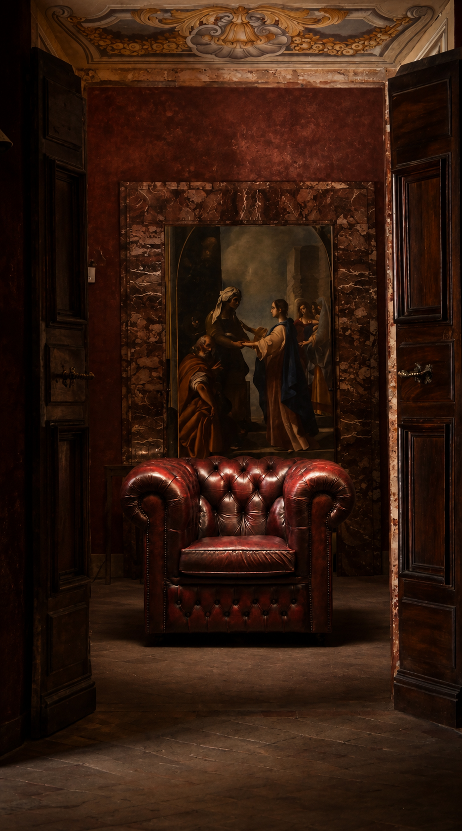 SILLON INGLES CHESTERFIELD EN PIEL BURDEOS - Imagen 7