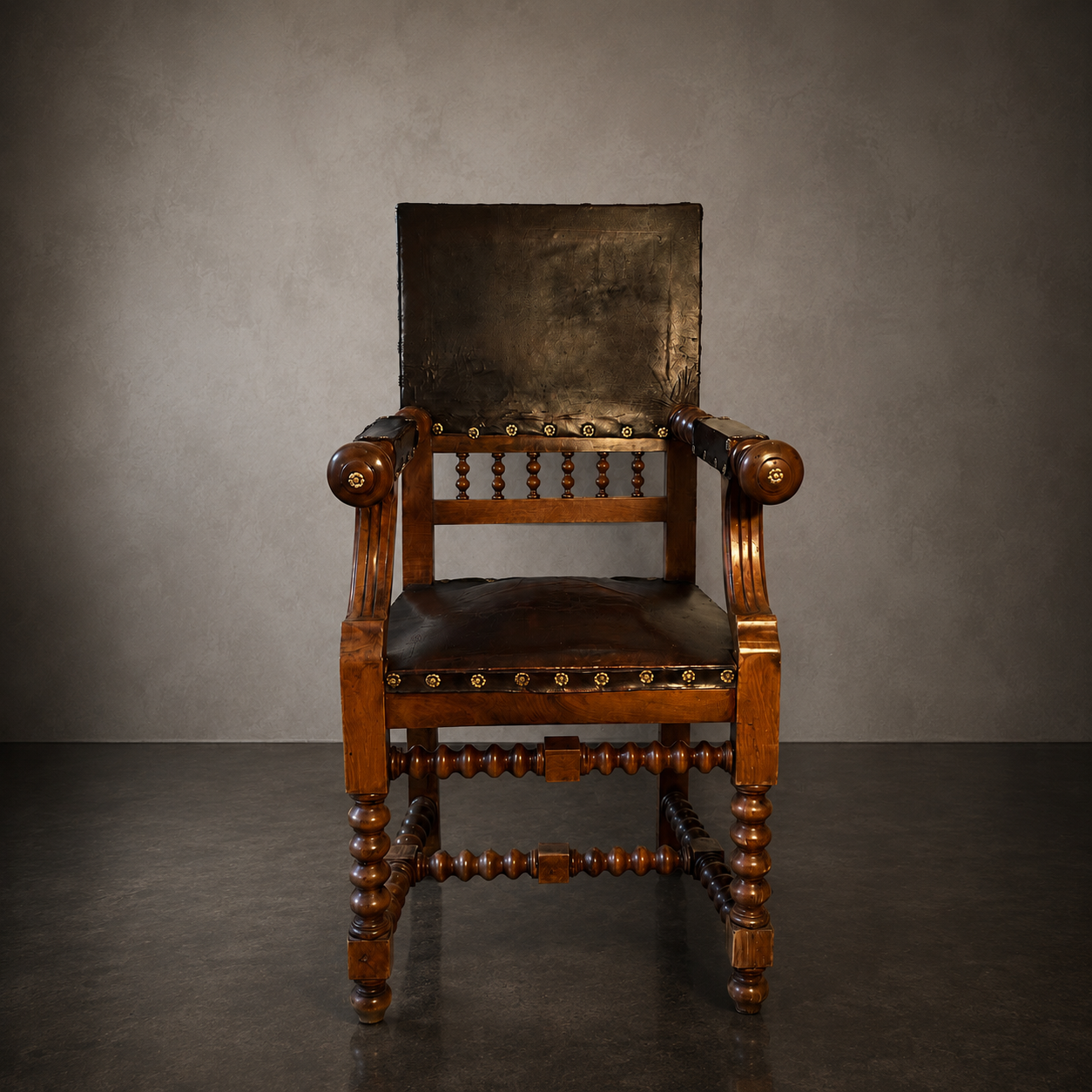sillon-historicista-en-madera-y-piel-the-patina-house