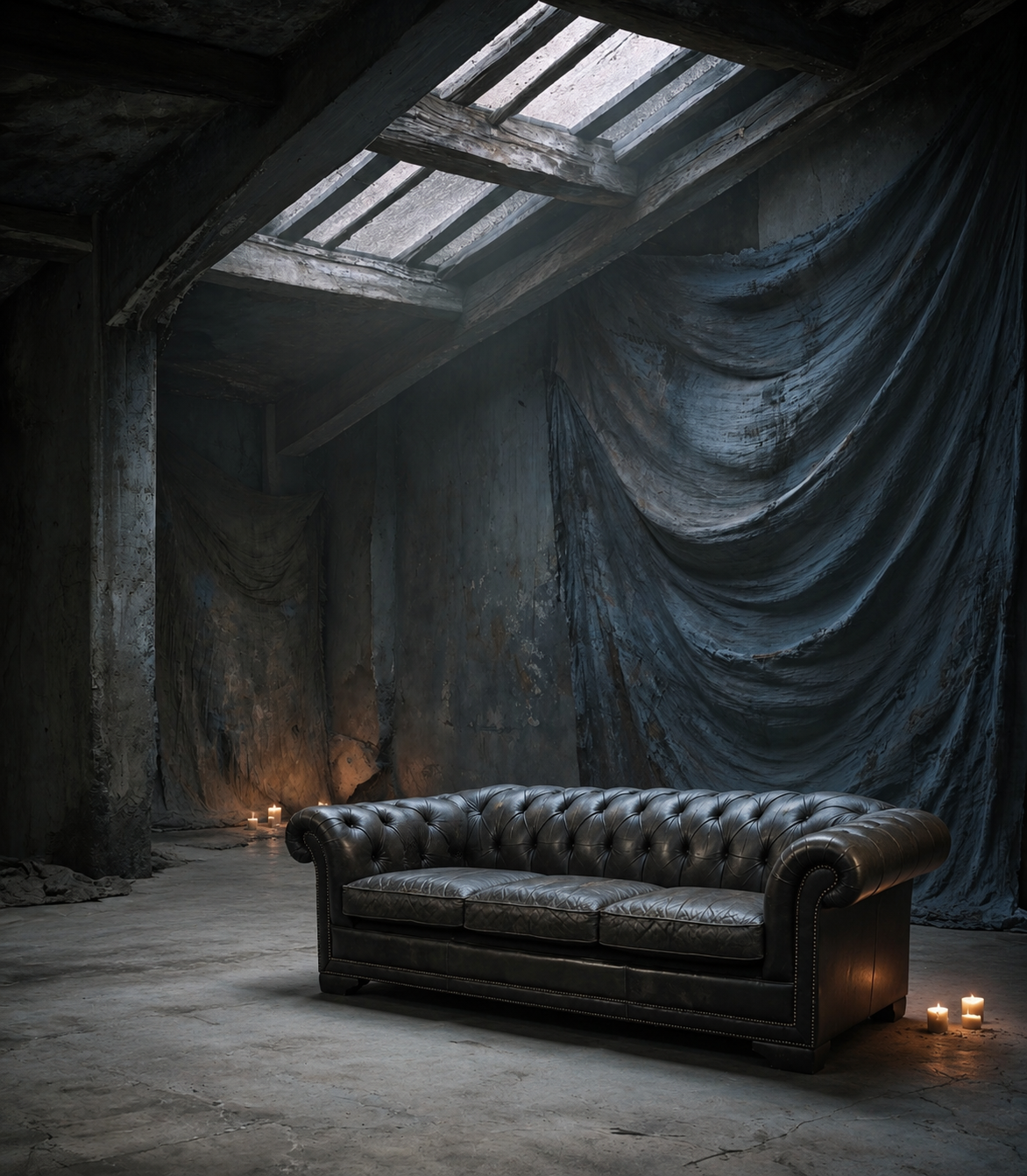 SOFA CHESTERFIELD EN PIEL GRAFITO PATINADA - Imagen 3