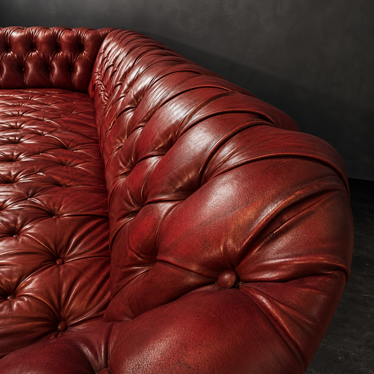 SOFA CHESTER CAPITONE COMPLETO 190 CM PIEL BURDEOS - Imagen 11